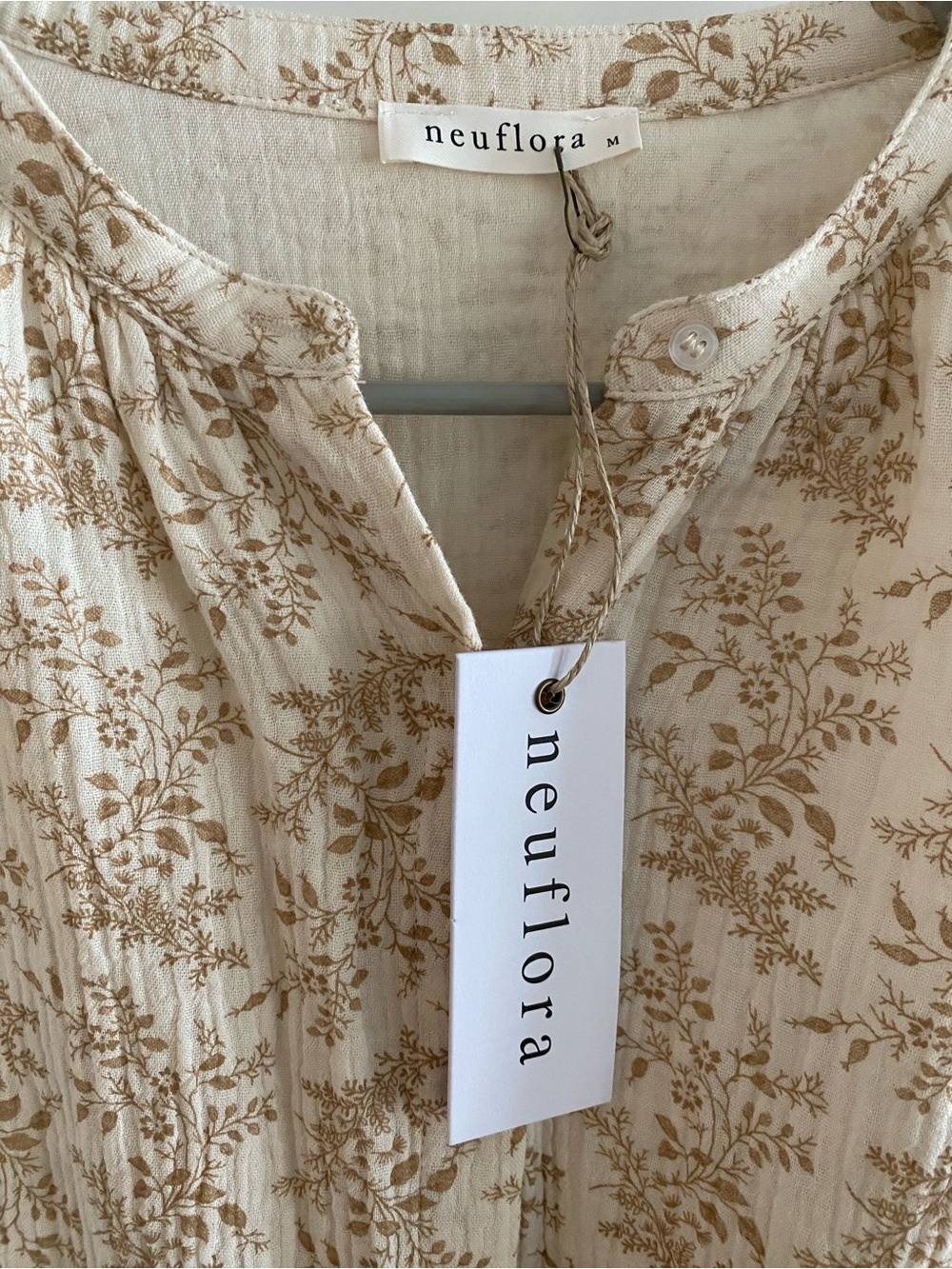 Neuflora Cream Button-Front Blouse - Picture 2 of 5